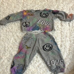 Flowers By Zoe/FBZ 18 Months Gray Graffiti Sweat Set